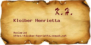 Kloiber Henrietta névjegykártya
